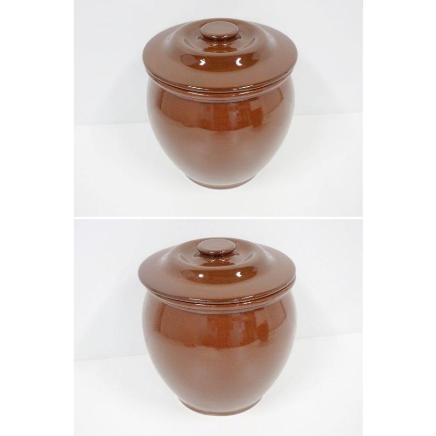送料別】2点セット◇直径約22cm 丸壺 蓋付き 陶器 漬物容器 T-11