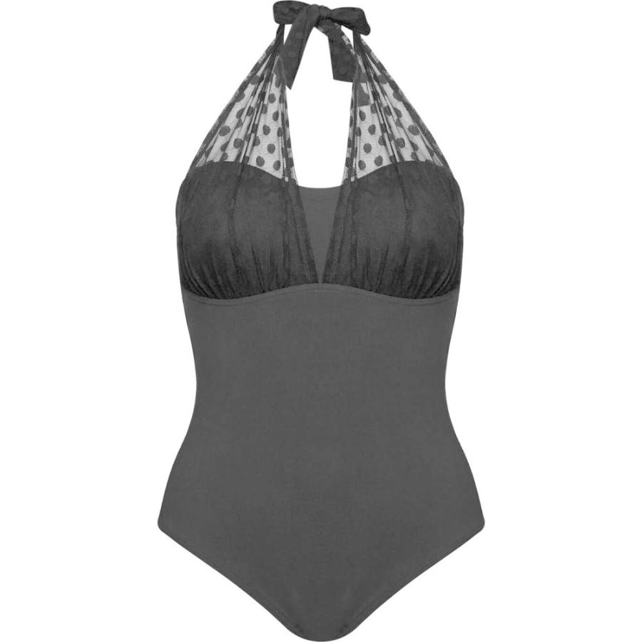 超特価sale開催 Icon 水着 上下セット レディース フィグリーブス Spot Black Swimsuit Shaping Halter Mesh 水着