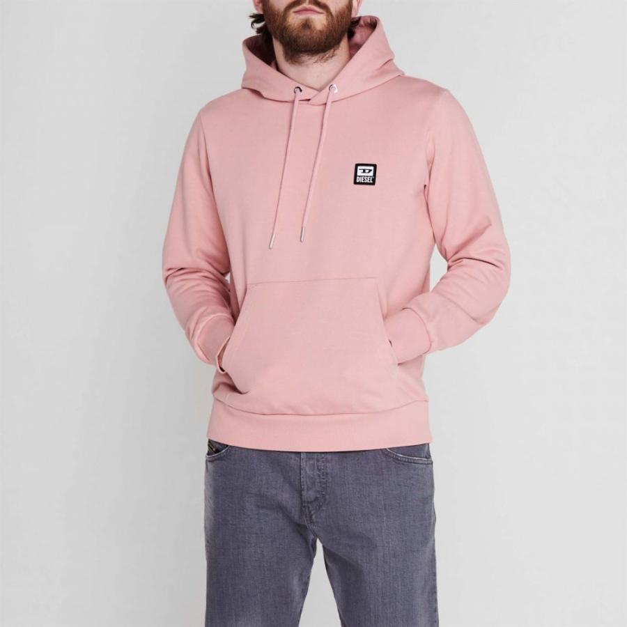 激安の D トップス パーカー メンズ Diesel ディーゼル トップス メンズ パーカー ディーゼル Diesel Logo Pink Hoodie トップス