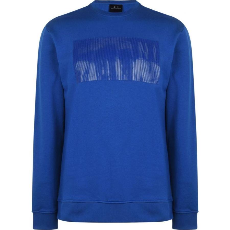 チャンピオン アルマーニ Armani Exchange メンズ スウェット トレーナー トップス Logo Crew Sweater Blue 高級感 Www Mysmileteethwhitening Com