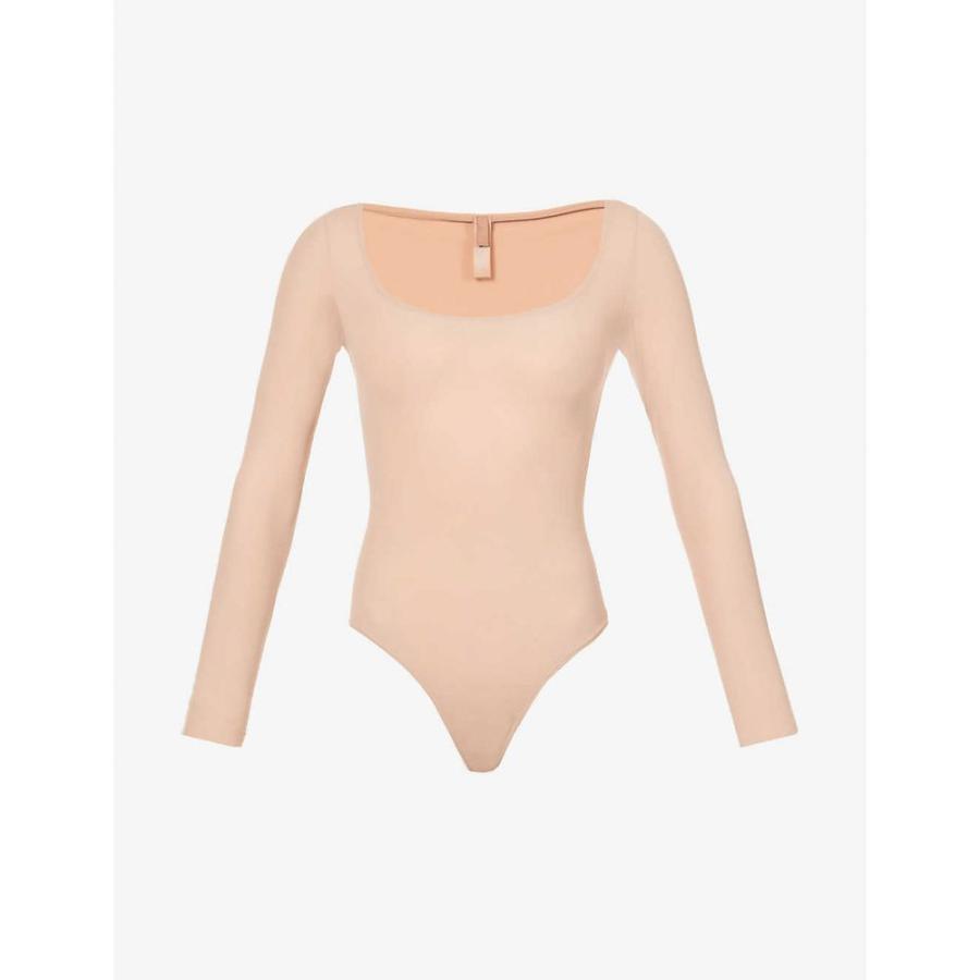 良質 スキムズ Skims Clay Body Stretch Woven Long Sleeve Sheer Jelly インナー 下着 ボディースーツ レディース その他レディースインナー