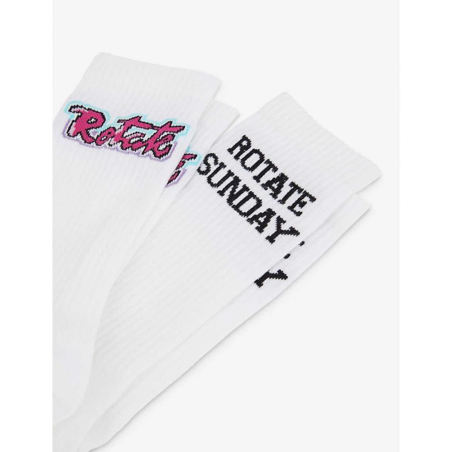 楽天ランキング1位 ローテートサンデイ レディース ソックス ローテートサンデイ Sunday Rotate Rotate White Bright Two Of Pack Socks Cotton Blend Logo Print インナー 下着 ソックス レディース Sunday 靴下 Hermandad Estrella Org