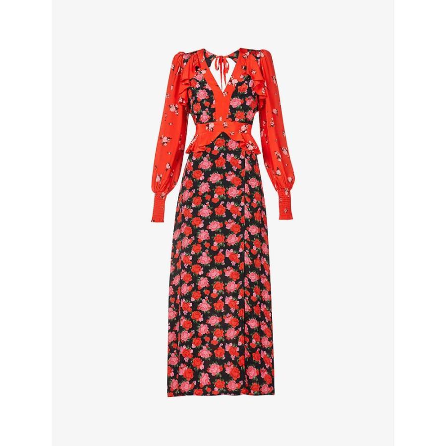 在庫処分 マキシ丈 ワンピース レディース Archive Of Queens クィーンズオブアーカイブ ワンピース ドレス Rose Scarlet Dress Maxi Crepe Floral Print Nyc Chrissie ワンピース サイズ Xs Housing Com Fj