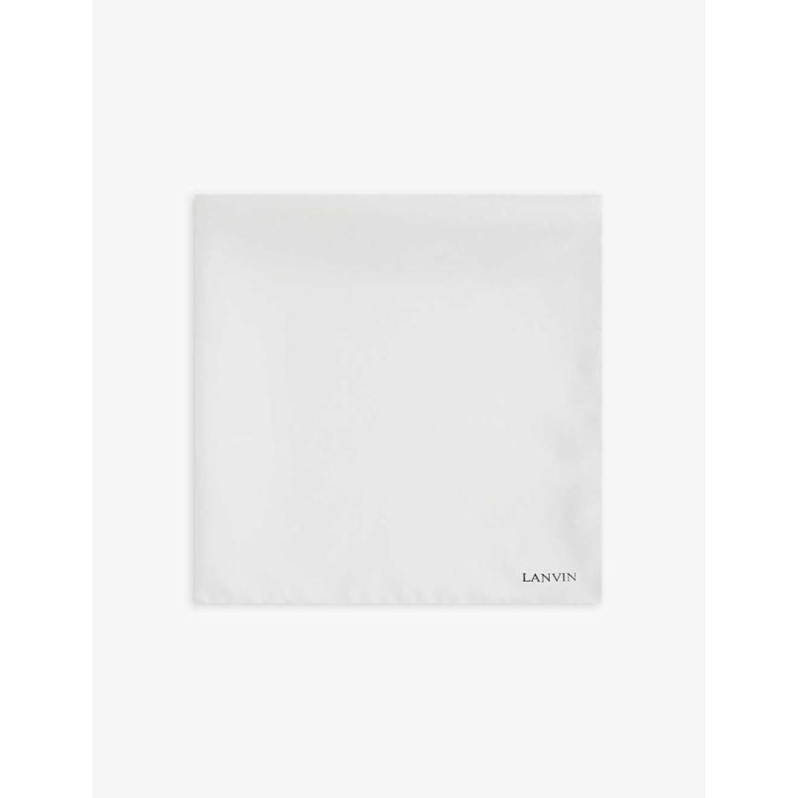 ランバン Lanvin メンズ ハンカチ チーフ Chief Logo Print Silk Pocket Square White ポケットチーフ サイズ Onesize Ilgaimportadora Com