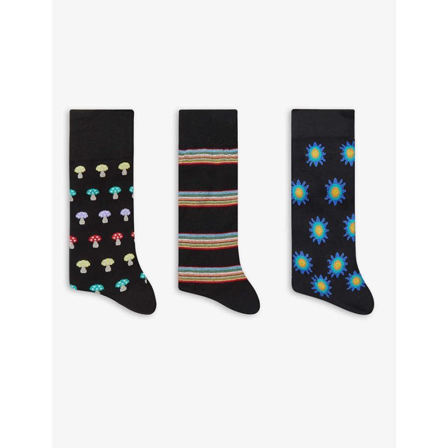 有名な高級ブランド Socks Cotton Blend Graphic Print インナー 下着 ソックス メンズ Smith Paul ポールスミス Pack Black Three Of ショートソックス サイズ Onesize Blog Expensemobi Com Br