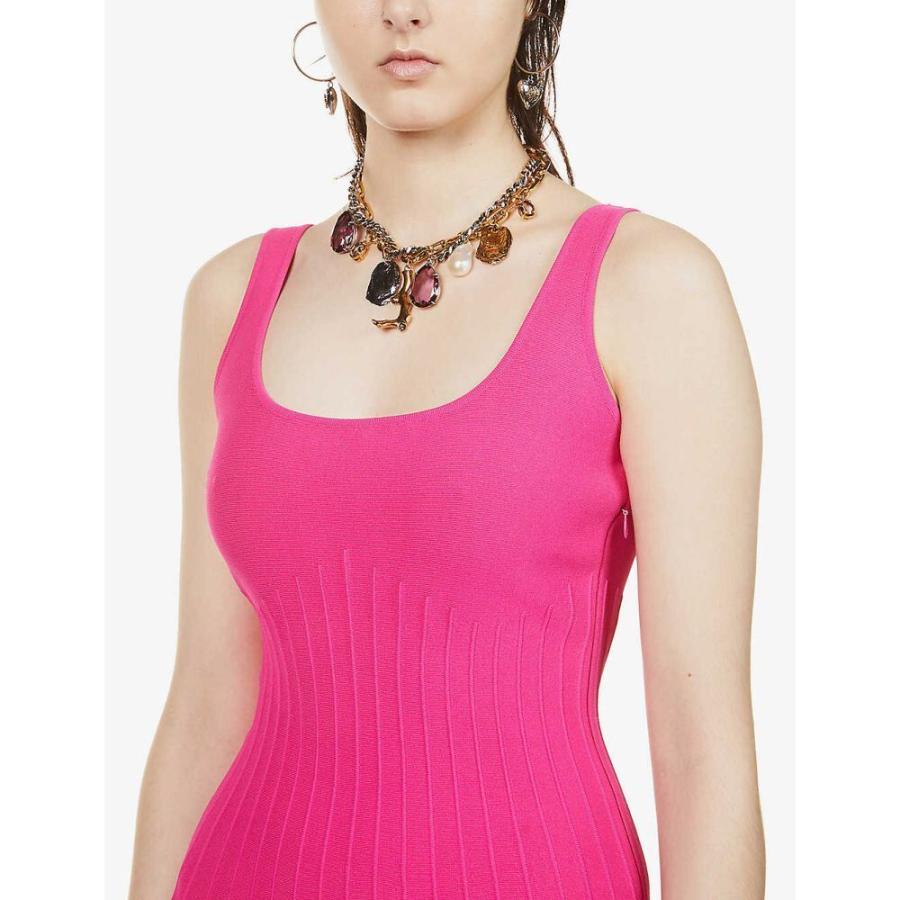 売り切り御免 アレキサンダー マックイーン Alexander Mcqueen レディース ワンピース ミニ丈 ワンピース ドレス Ruffled Scoop Neck Stretch Knit Mini Dress Bobby Pink ワンピース サイズ M Folliq4 Com