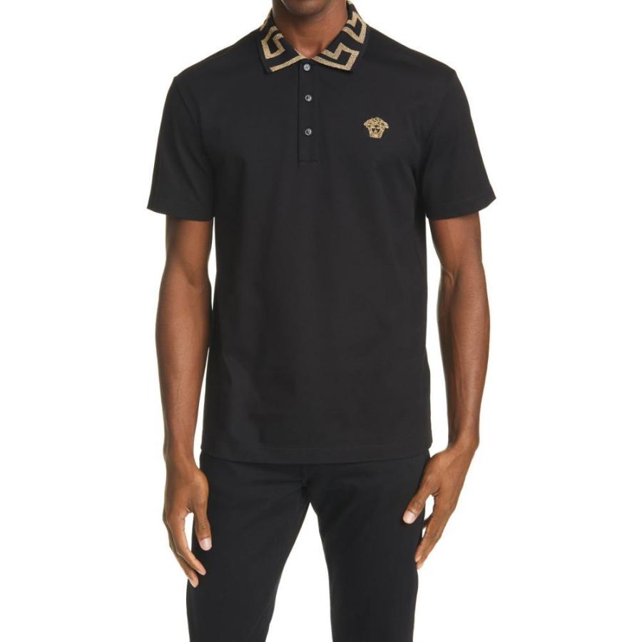 55 以上節約 ヴェルサーチ Versace メンズ ポロシャツ トップス Metallic Medusa Applique Cotton Polo Shirt Black 全国組立設置無料 Revolucaocosmiatria Com Br