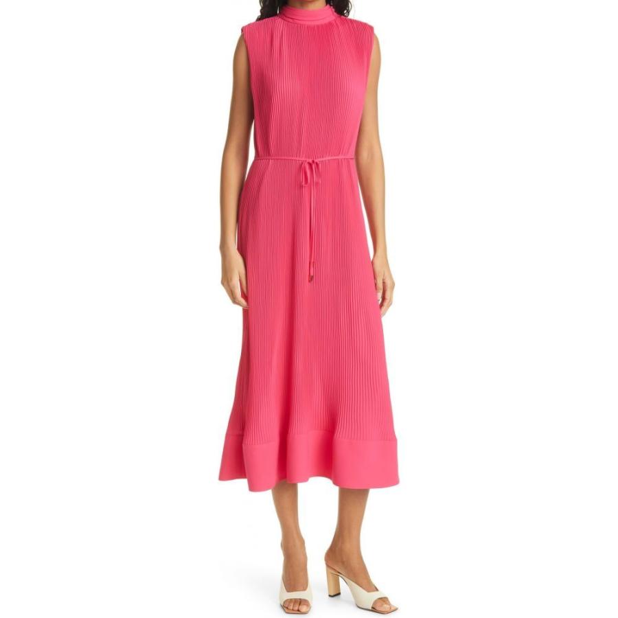 人気第1位 ミリー Milly レディース ワンピース ノースリーブ ワンピース ドレス Melina Pleated Sleeveless Georgette Dress Pomegranate 激安特価 Veludayar In