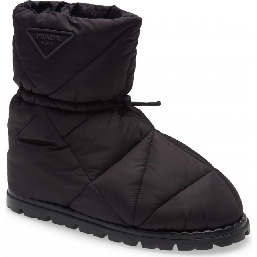 激安アウトレット メンズ ブーツ プラダ Prada シューズ 靴 Black Boot Snow Drawcord Piuma シューズ 靴 ブーツ メンズ Prada プラダ ブーツ Saveoursaviours Com
