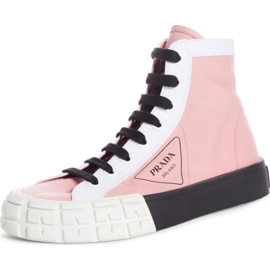 クーポン発行 プラダ Prada レディース スニーカー ハイカット シューズ 靴 Logo High Top Sneaker Pink 即発送可能 Skylanceronline Com