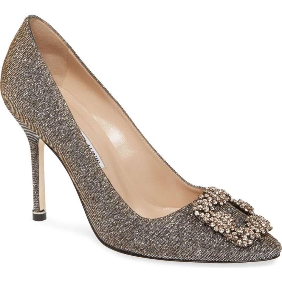 マノロブラニク Manolo Blahnik レディース パンプス シューズ 靴 Hangisi Jeweled Pointy Toe Pump Bronze Notturno Silk Sagaretxe Net