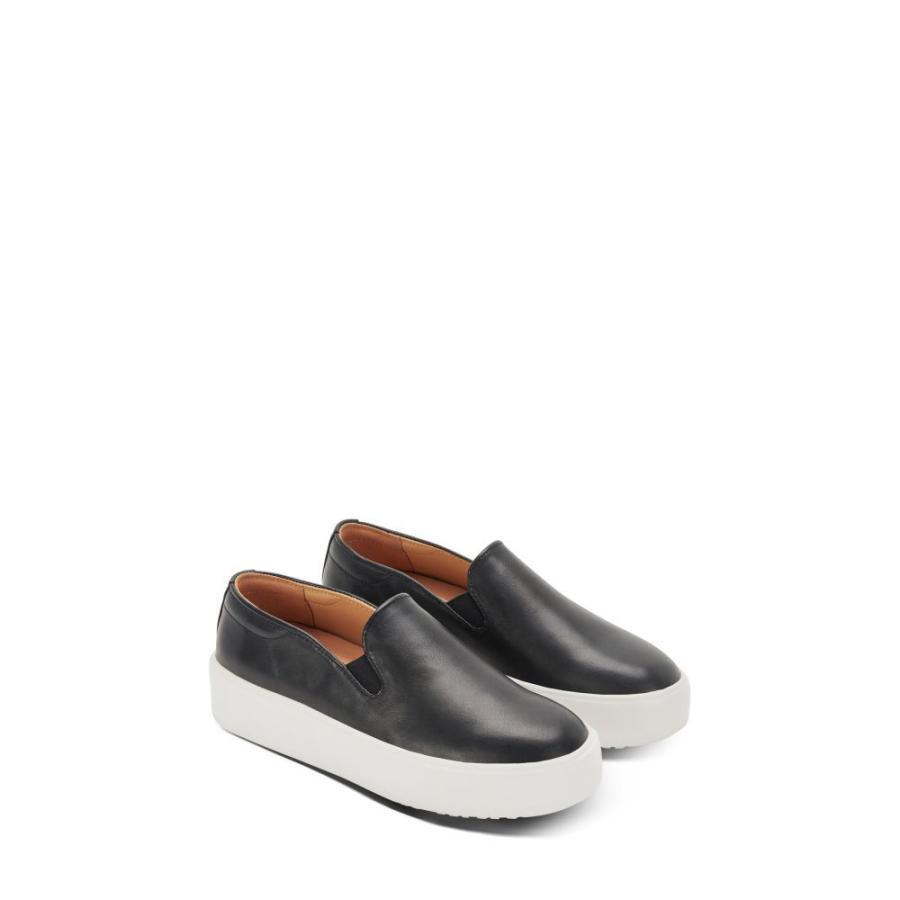 black leather slip on platform sneakers