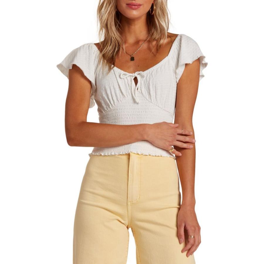 初回限定 ビラボン Billabong レディース トップス Secret Spot Smocked Ruffle Sleeve Top Salt Crystal 安いそれに目立つ Zeesamachar Com