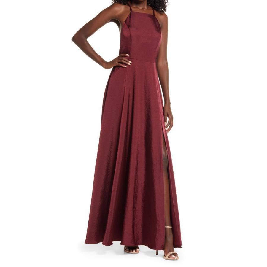 通販格安 ルルズ Lulus レディース パーティードレス ワンピース ドレス Total Beauty Backless Satin Evening Gown Burgundy 販売売筋品 Www Shirleyryan Ca
