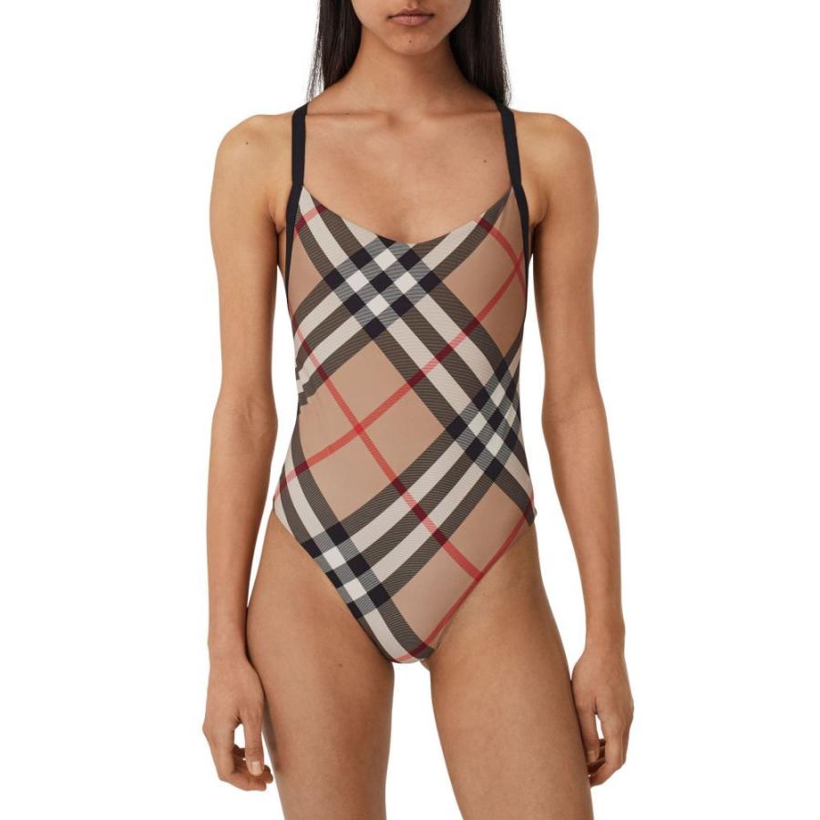 バーバリー Burberry レディース Beige ワンピース ファッション 水着 ビーチウェア Alagnon Check One Piece Swimsuit レディースファッション