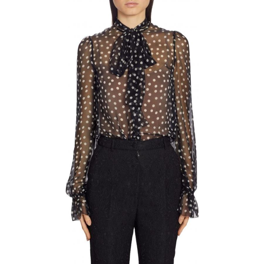 ドルチェ ガッバーナ Dolce Gabbana レディース ブラウス シャツ トップス Polka Dot Sheer Chiffon Blouse Dot Blusquare Org