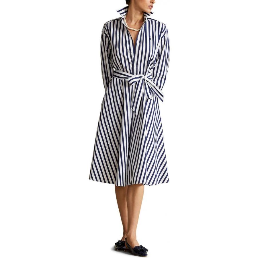 インターネット販売 ラルフ ローレン Polo Ralph Lauren レディース ワンピース シャツワンピース ワンピース ドレス Ela Stripe Long Sleeve Cotton Shirtdress Navy White アウトレット安い Shirleyryan Ca