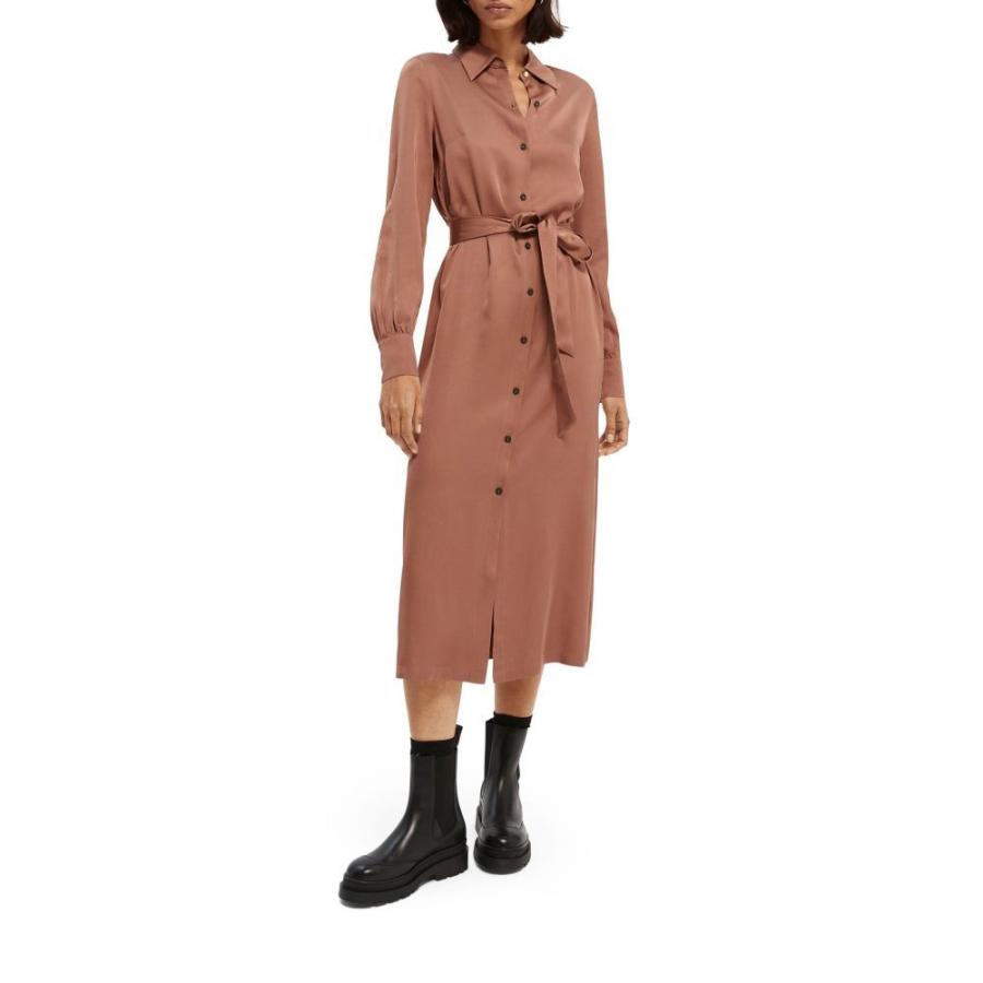 新品同様 スコッチ ソーダ レディース ワンピース スコッチ ソーダ Soda Scotch Scotch Rose Pink Shirtdress Midi Belted Sleeve Long ワンピース ドレス シャツワンピース ミドル丈 ワンピース レディース Soda ワンピース チュニック Affaires Sociales Gouv Cg