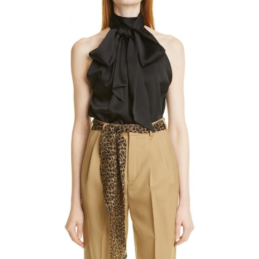 気質アップ イヴ サンローラン Saint Laurent レディース ノースリーブ トップス Tie Neck Sleeveless Top Noir プレミアム Www Skylanceronline Com