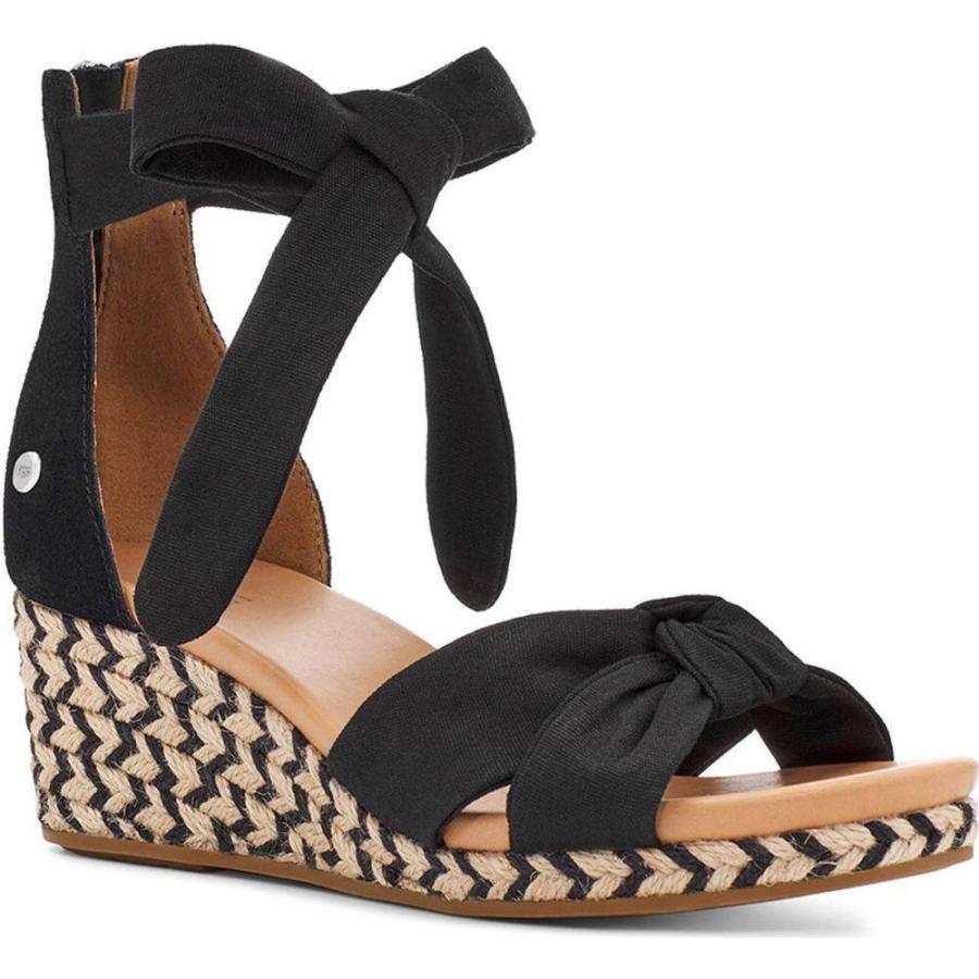 人気ブランド アグ Ugg レディース エスパドリーユ ウェッジソール サンダル ミュール シューズ 靴 Yarrow Espadrille Wedge Sandal Black Canvas 信頼 Outmore Pt