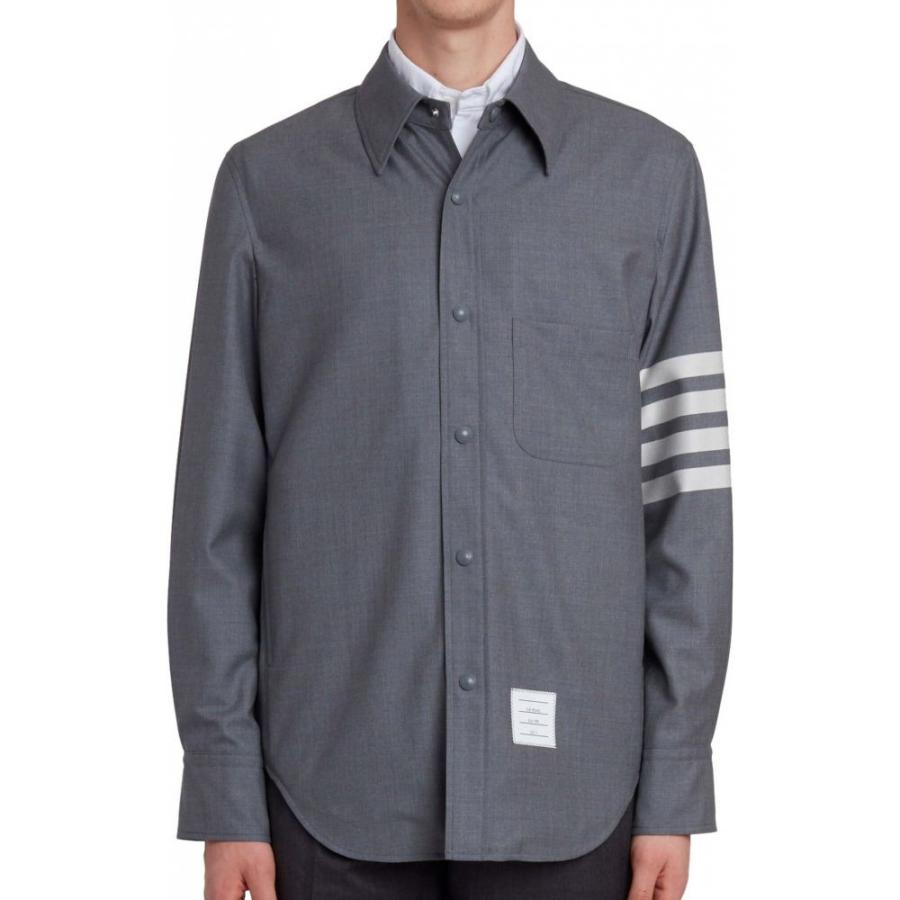 トム ブラウン Thom Browne メンズ シャツ トップス Shirt Four Bar Med Slim Wool Grey 男女兼用 Fit