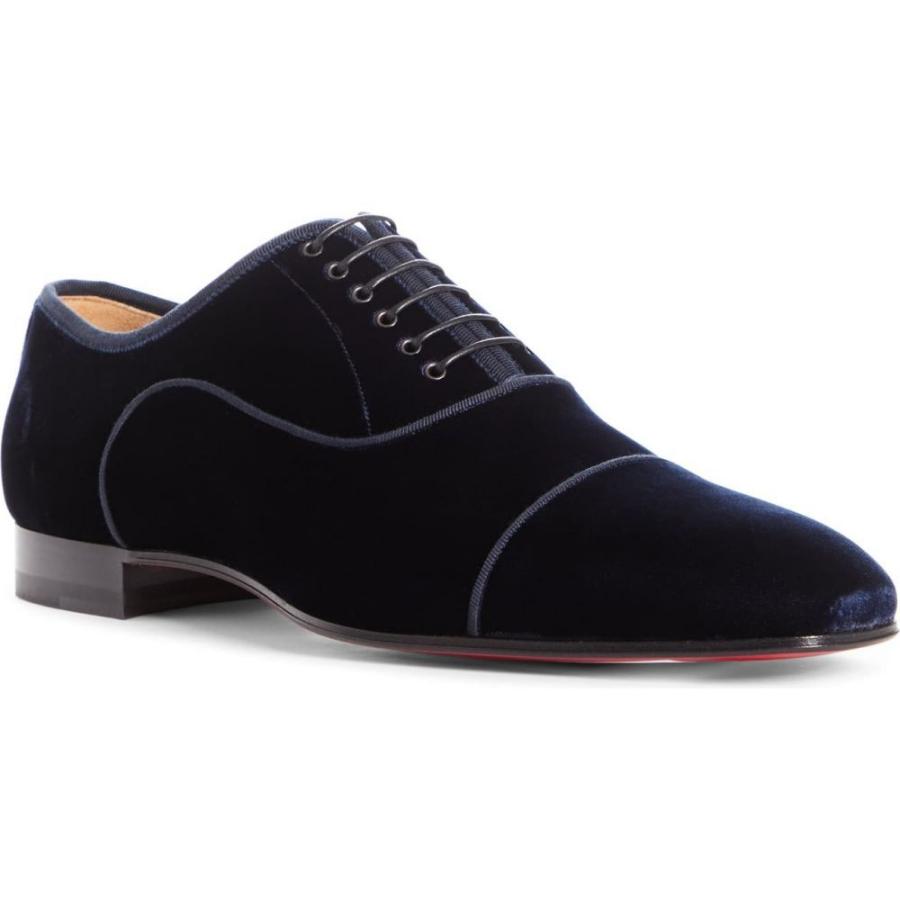 希少 クリスチャン ルブタン Christian Louboutin メンズ 革靴 ビジネスシューズ シューズ 靴 Greggo Orlato Velvet Oxford Navy 高速配送 Manzanaresgener Com Ar