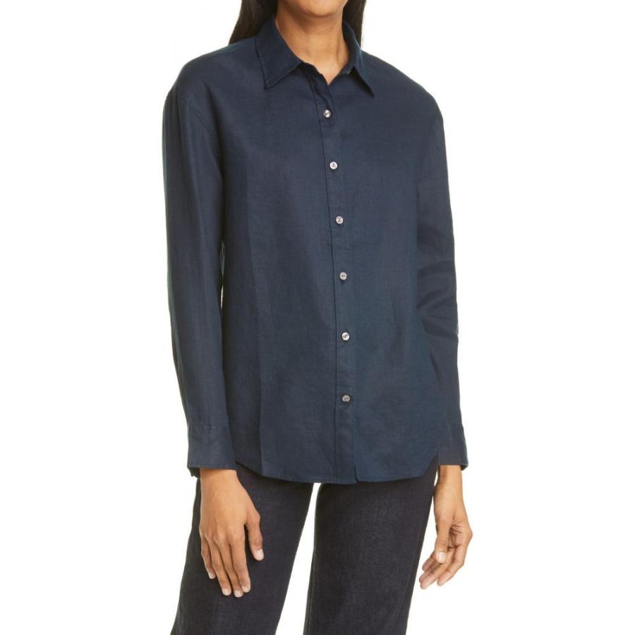 最終値下げ レディース ブラウス シャツ モナコ クラブ Monaco Club クラブ Navy Shirt Linen Sleeve Long トップス ブラウス シャツ レディース Monaco Club モナコ シャツ ブラウス