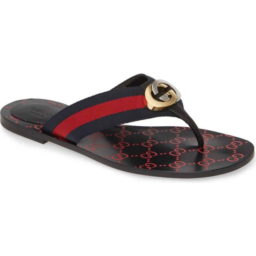 グッチ Gucci レディース ビーチサンダル シューズ 靴 Kika Gg Web Flip Flop Black Sambalrestaurant Pl