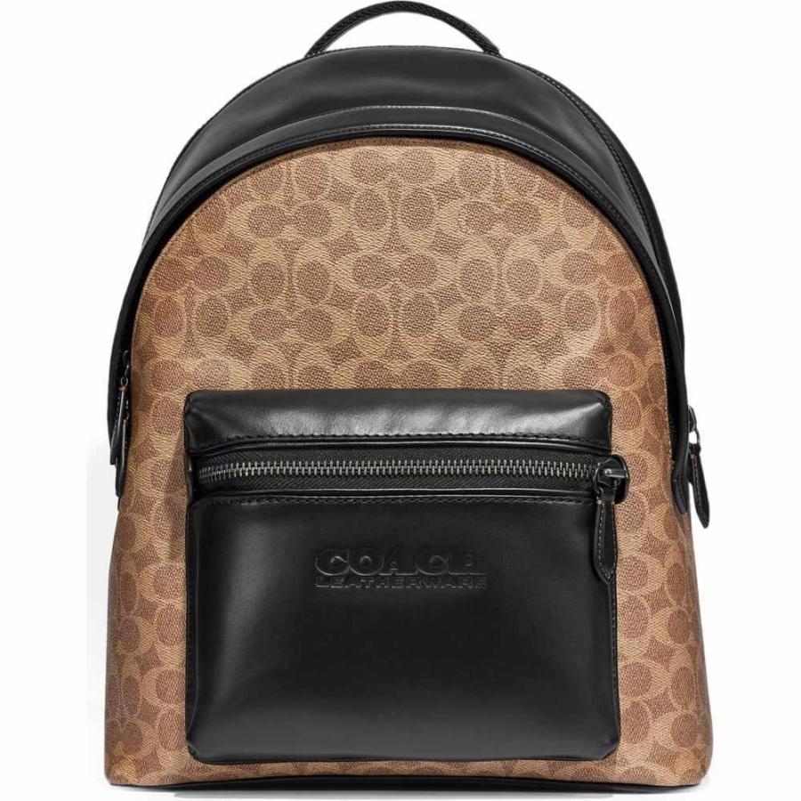 全品送料無料 コーチ Coach メンズ バックパック リュック バッグ Signature Charter Coated Canvas Leather Backpack Tan 在庫有 Cataractresearch Org