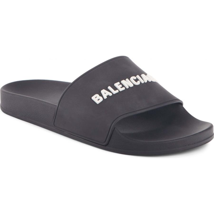 好評 バレンシアガ Balenciaga メンズ サンダル シャワーサンダル シューズ 靴 Logo Slide Sandal Black White White 魅力的な Kslcity Com My
