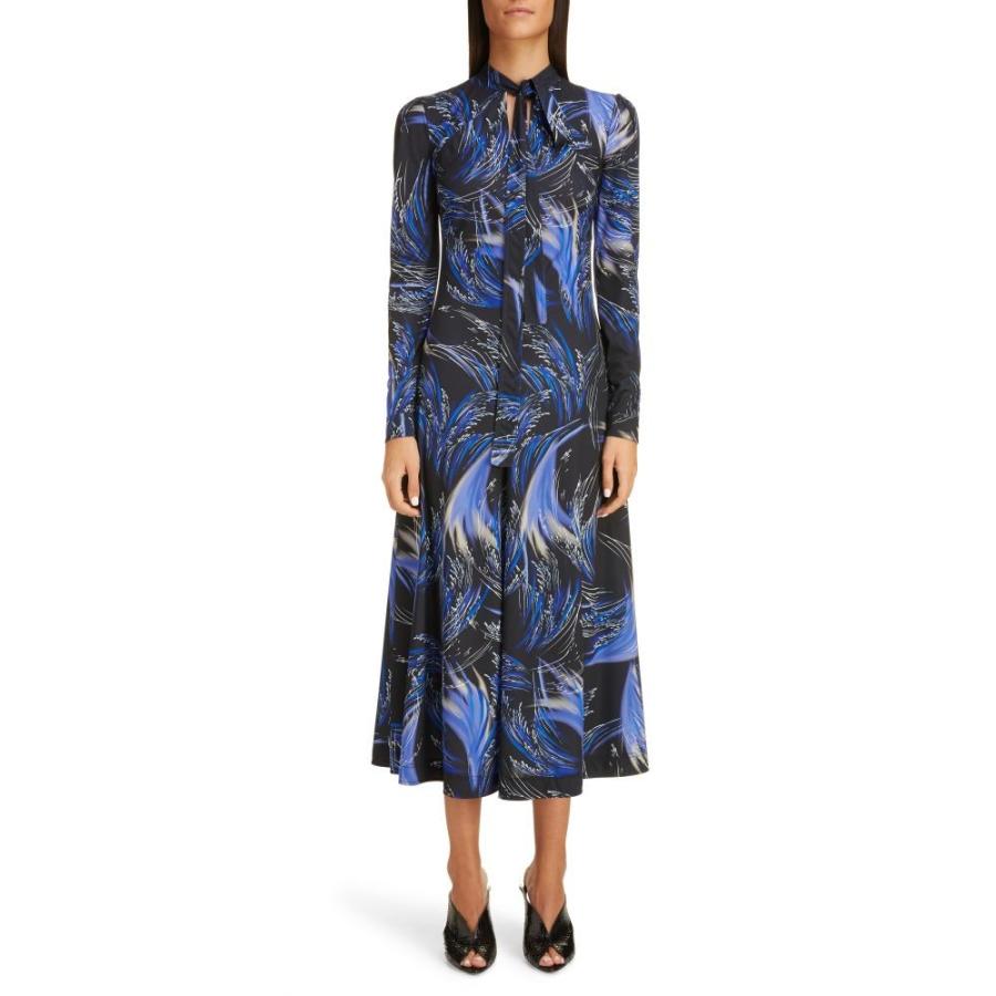 ジバンシー Givenchy レディース ワンピース ミドル丈 ワンピース ドレス Wave Print Jersey Fit Flare Midi Dress Black Blue Www Nouvelle Etoile Org