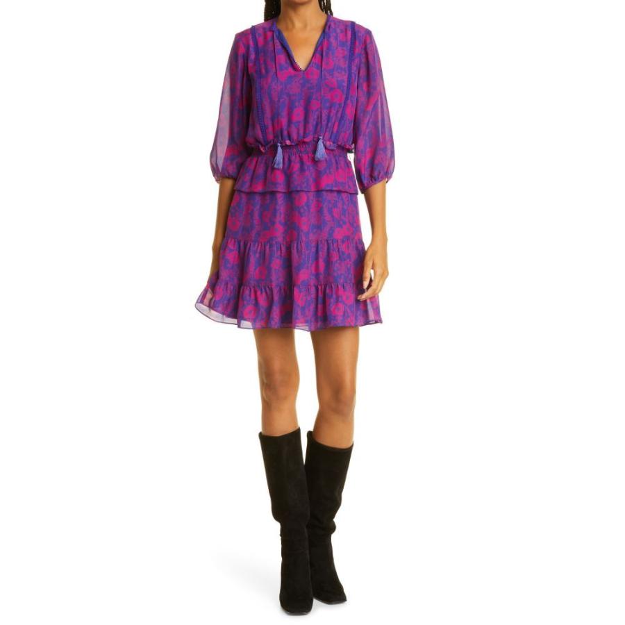 世界有名な Haute Multi Blue Deep Minidress Silk Tiered Nyla ワンピース ドレス ミニ丈 ワンピース レディース Hippie Haute ヒッピー オート レディース ワンピース ヒッピー オート Hippie ワンピース チュニック