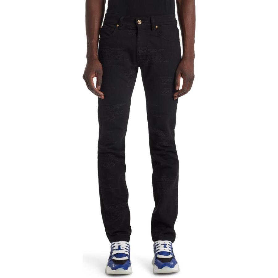 衝撃特価 Slim Jacquard Logo ボトムス パンツ スキニー スリム ジーンズ デニム メンズ Versace ヴェルサーチ メンズ ジーンズ デニム ヴェルサーチ Versace Fit Black Jeans ボトムス パンツ Www Solidarite Numerique Fr