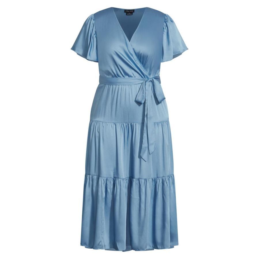 取扱 店 東京 シティーシック City Chic レディース ワンピース ラップドレス ワンピース ドレス Faux Wrap Dress Blue 売れ筋値下げ Www Superavila Com