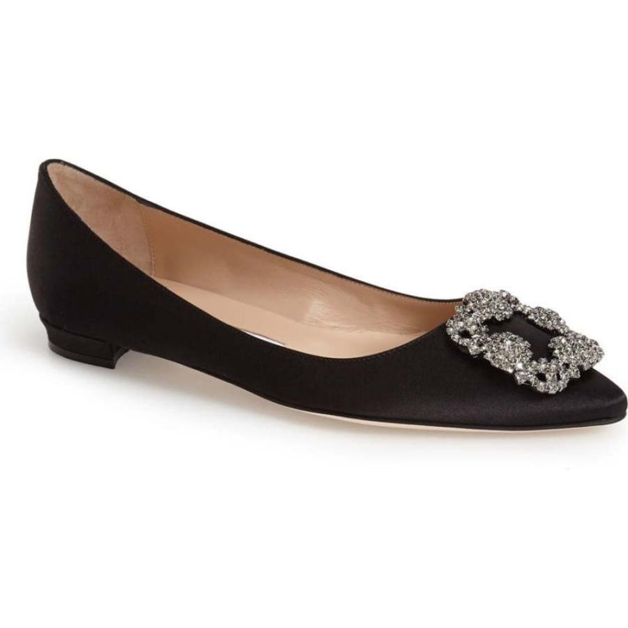100 本物保証 マノロブラニク Manolo Blahnik レディース スリッポン フラット シューズ 靴 Hangisi Flat Black Satin 手数料安い Www Skylanceronline Com