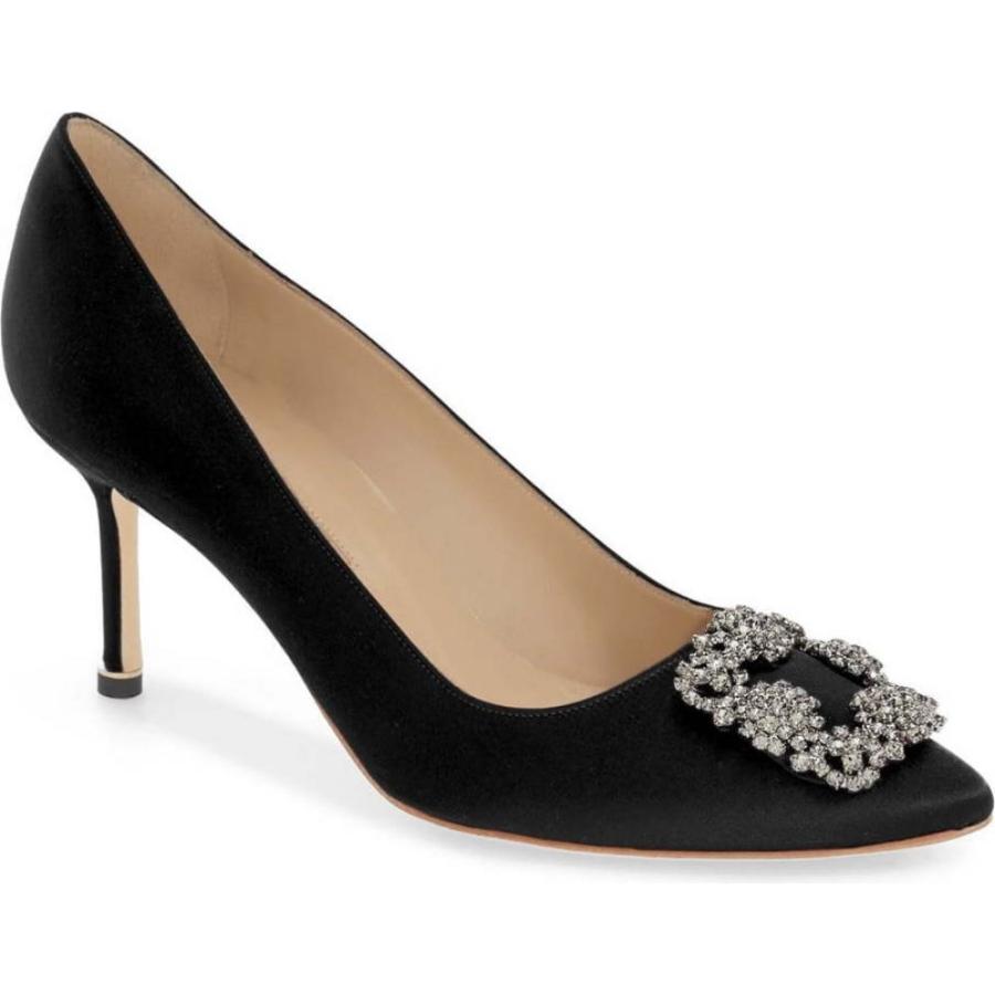 マノロブラニク Manolo Blahnik レディース パンプス シューズ 靴 Hangisi Pointed Toe Pump Black Satin Fenix Rally Com