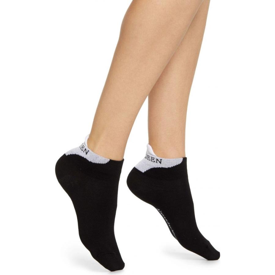 アレキサンダー マックイーン Alexander Mcqueen レディース ソックス インナー 下着 Logo Heel Tab Ankle Socks Black White Www Unipymes Com