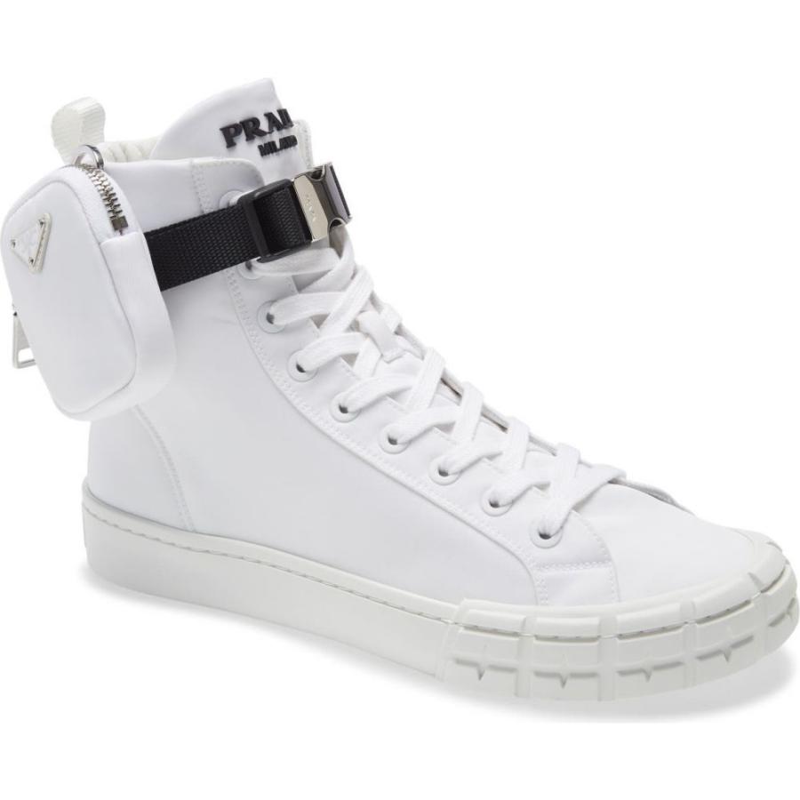 品質が メンズ Prada プラダ シューズ 靴 メンズ スニーカー プラダ Prada スニーカー White Sneaker Top High Wheel シューズ 靴 ハイカット シューズ Smssvg Org