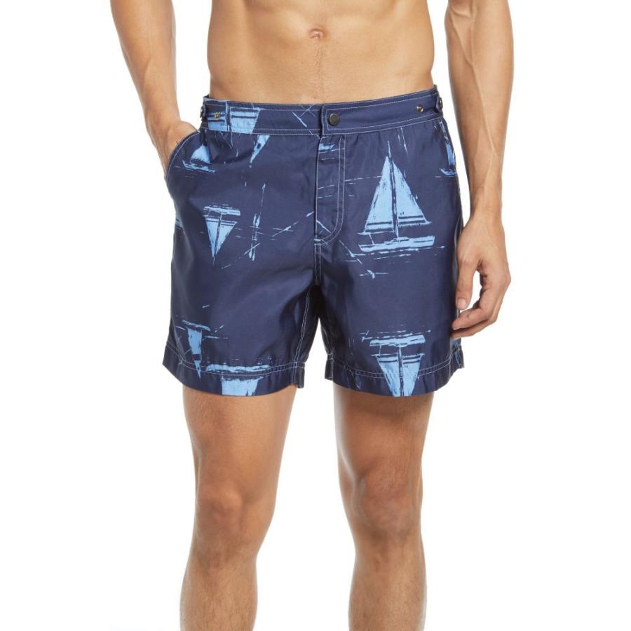 最終決算 Boat Away Sail 水着 ビーチウェア 海パン メンズ Bond And Prince プリンスandボンド Print Blue Trunks Swim Nylon Hybrid ファッション水着 Sutevalle Org