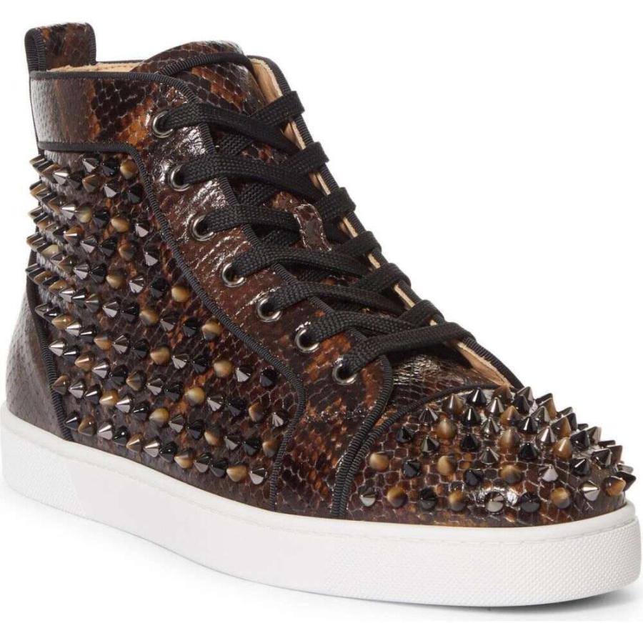 値段が激安 メンズ Louboutin Christian ルブタン クリスチャン メンズ スニーカー ルブタン クリスチャン Louboutin Christian スニーカー Brown Sneaker Top High Orlato Louis シューズ 靴 ハイカット シューズ