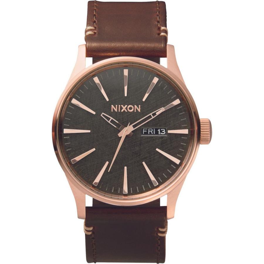 完成品 ニクソン NIXON メンズ 腕時計 The Sentry Leather Strap Watch, 42mm Rose Gold/Gunmetal/Brown 腕時計