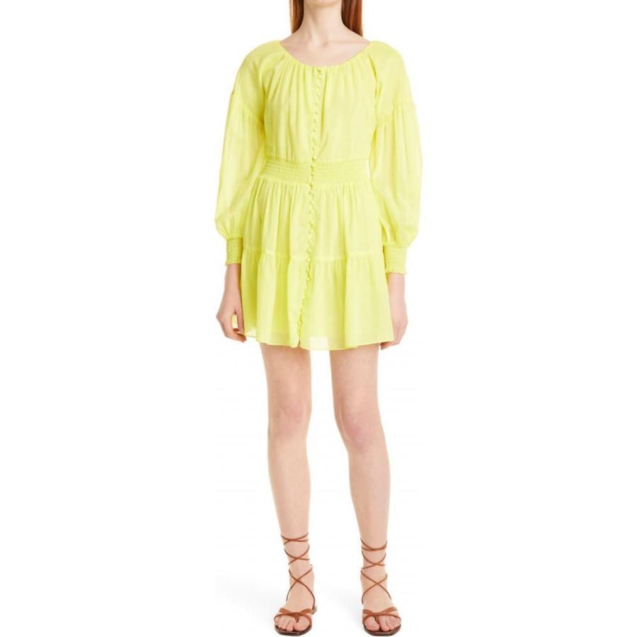 大流行中 アリス アンド オリビア Alice Olivia レディース ワンピース ワンピース ドレス Kiara Smocked Long Sleeve Button Front Dress Neon Key Lime 輝く高品質な Www Doctor Plan Com