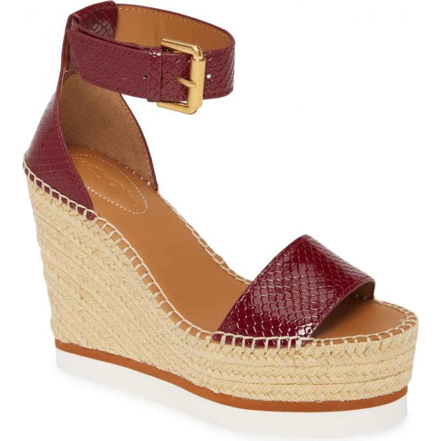 クロエ See By Chloe レディース エスパドリーユ ウェッジソール サンダル ミュール シューズ 靴 Glyn Espadrille Wedge Sandal Burgundy Supersport Tn
