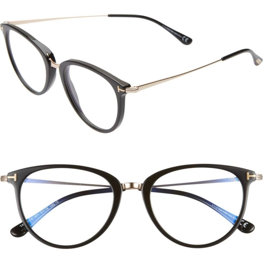 トム フォード Tom Ford レディース メガネ トラスト サングラス 51mm Glasses Black Clear Blocking Optical Shiny Light Blue