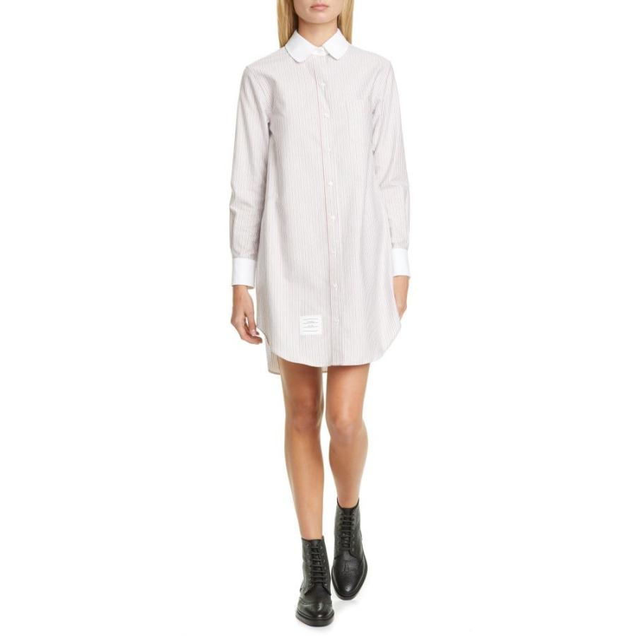 トム ブラウン Thom Browne レディース ワンピース シャツワンピース ワンピース ドレス Stripe Long Sleeve Oxford Shirtdress Red White Black Ypt Or Id