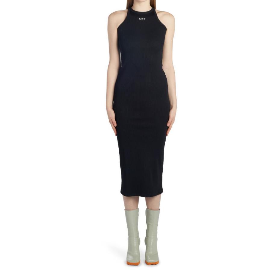 都内で ワンピース ドレス タンクワンピース ワンピース レディース Off White オフホワイト レディース ワンピース オフホワイト Off White Logo White Black Dress Tank Ribbed ワンピース チュニック