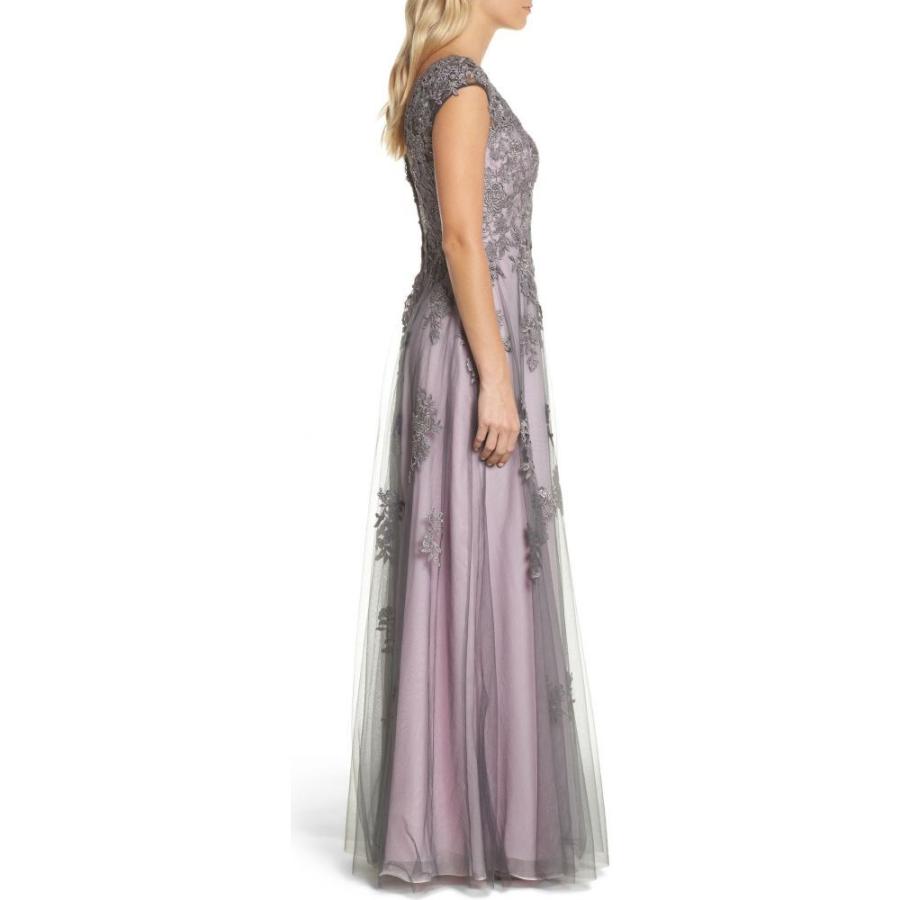 ラ ファム LA FEMME レディース パーティードレス ワンピース・ドレス Embellished Mesh A-Line Gown Pink/Gray｜ef-3｜03