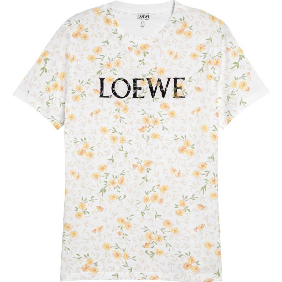 ロエベ Loewe レディース Tシャツ トップス Floral Print Graphic Tee White Yellow Www Nauticaonieva Com