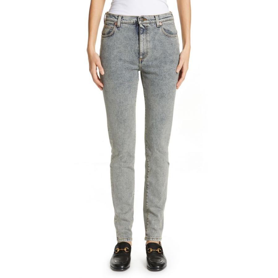 グッチ Gucci レディース ジーンズ デニム ボトムス パンツ Stamp Print Skinny Jeans Light Blue Black Fresnopianooutlet Com