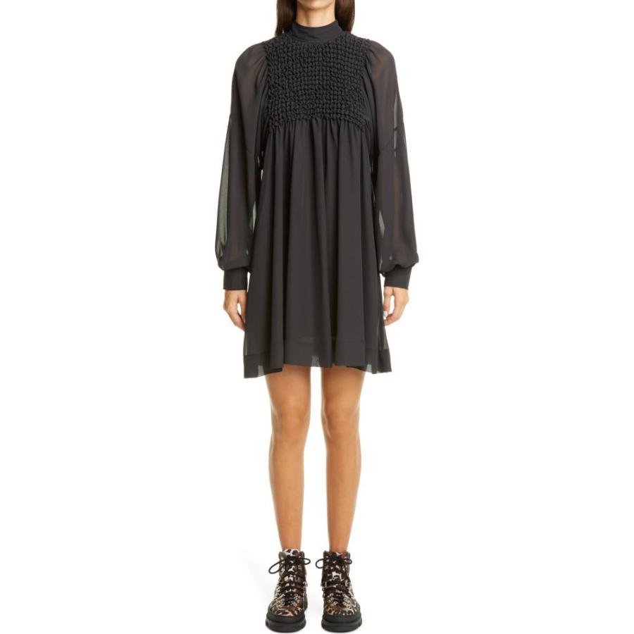 ガニー Ganni レディース ワンピース ミニ丈 ワンピース ドレス Smocked Bib Long Sleeve Chiffon Minidress Phantom Dp3 Fff1adfd65 ガニー Ganni レディース ワンピース ミニ丈 ワンピース ドレス Smocked Bib Long Sleeve Chiffon Minidress Phantom